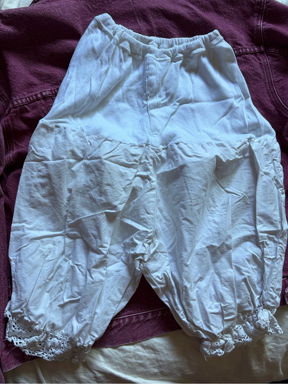 Vintage White Cotton Bloomers with Lace Trim